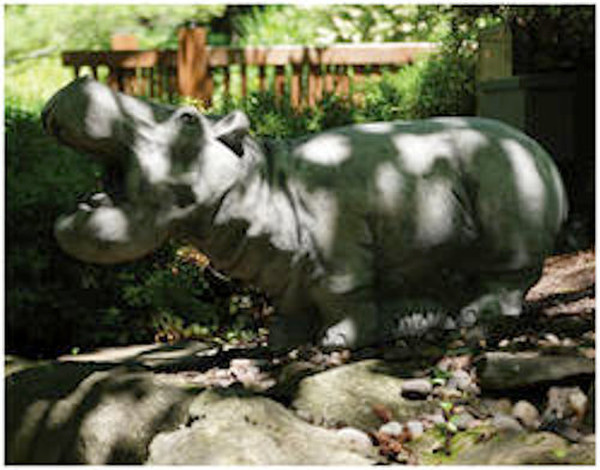 Hippopotamus Statue Piped Sculpture Spouting Water Fountain Spitter